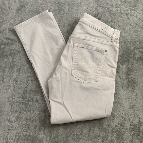 7 For All Mankind Pants Mens 33x27” Luxe Performance The Straight 5 Pocket Beige - Picture 1 of 14